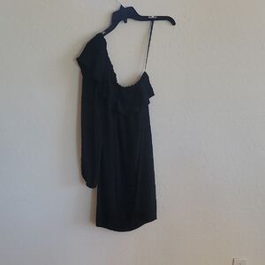 French Connection Black One-Shoulder Slip Dress